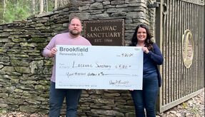 brookfield-2024 Brookfield Renewable presenting a large check to Lacawac Sanctuary